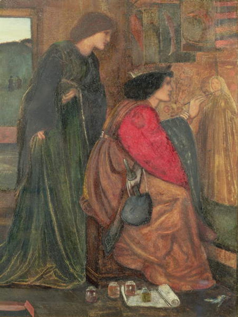 Detail of Design for a panel from King Rene's Honeymoon cabinet, 1851 by Edward Coley Burne-Jones