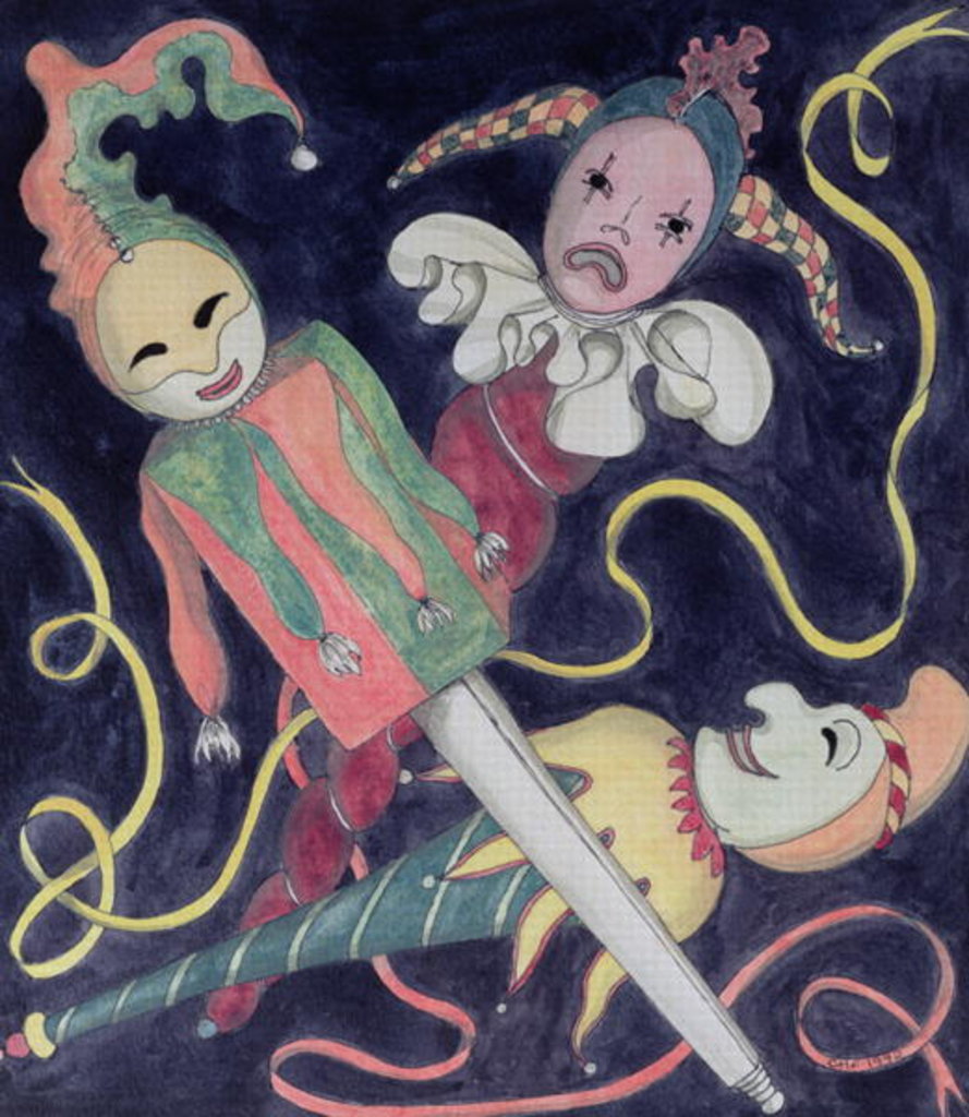 Detail of The Jester's Puppets by Carolyn Hubbard-Ford