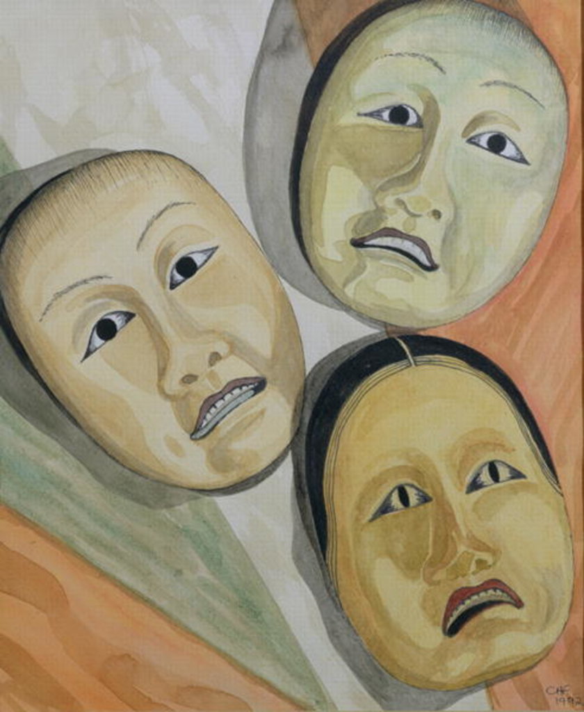 Detail of Oriental Masks by Carolyn Hubbard-Ford