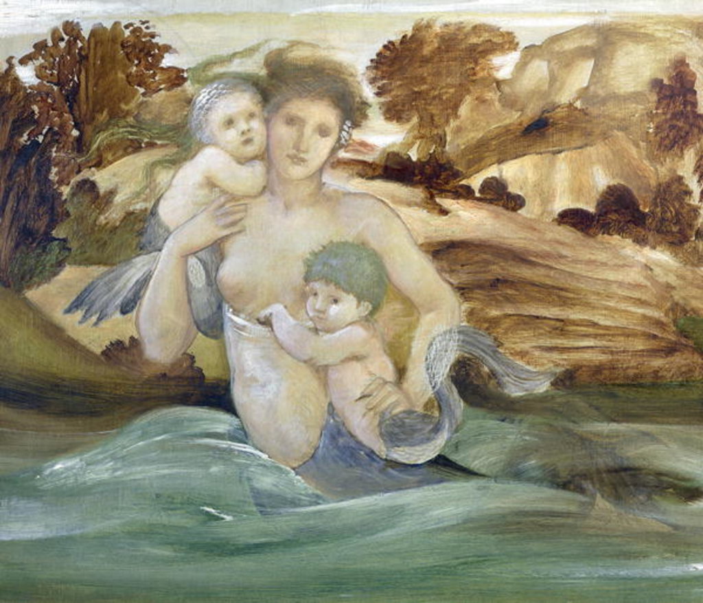 Detail of Mermaid with her Offspring by Edward Coley Burne-Jones