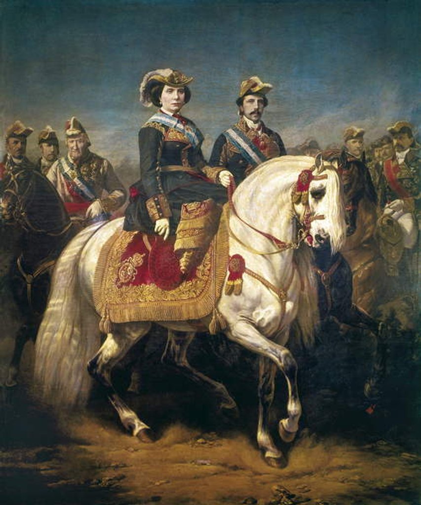 Detail of Military parade reviews by Kings Isabel II of Spain and Francis I, 1848 by Charles Porion
