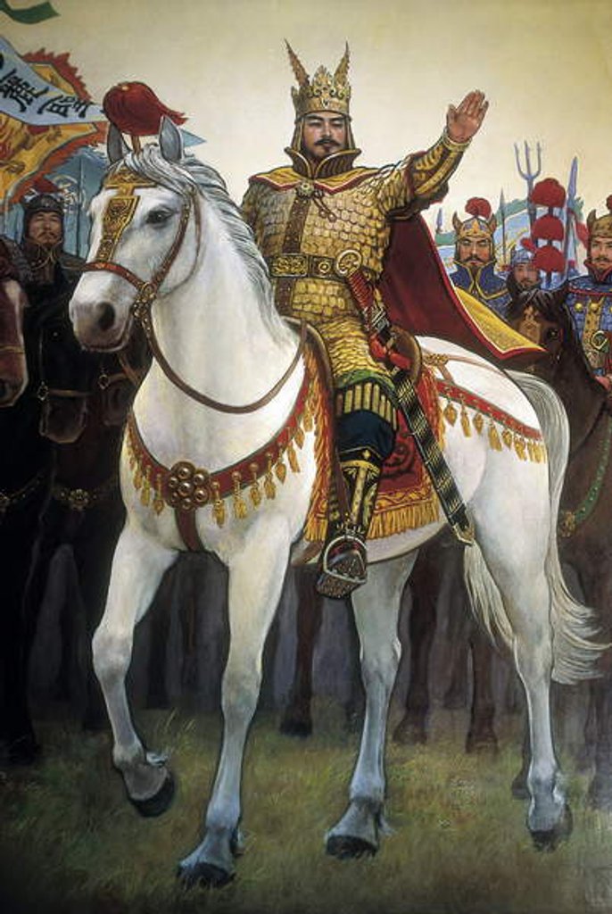 Detail of Tumb of the Korean king Tongmyong Wang by School Korean