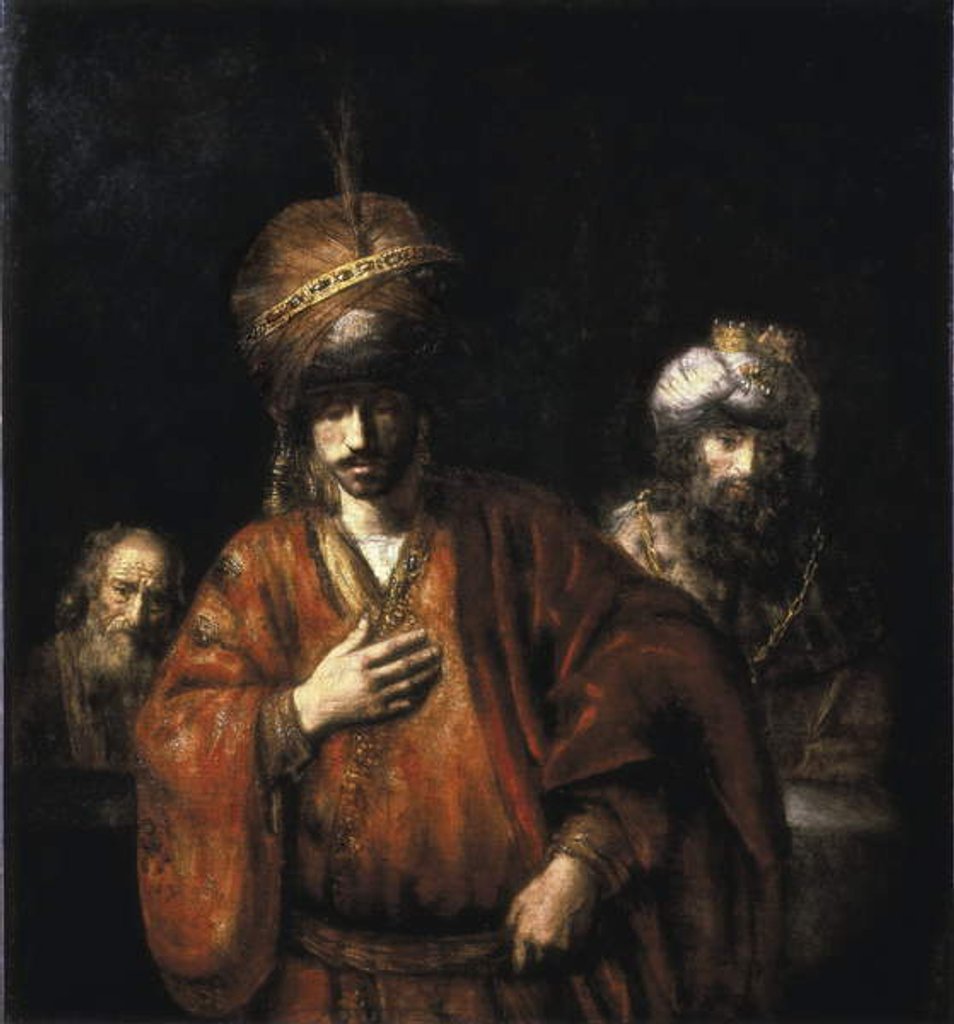 Detail of David and Uriah - Haman recognizes his fate - 1665 by Rembrandt Harmensz. van Rijn