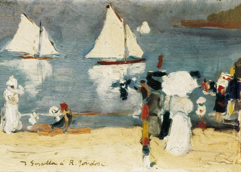 Detail of the beach of la OCncha in San Sebastian, 1912 by Joaquin Sorolla y Bastida