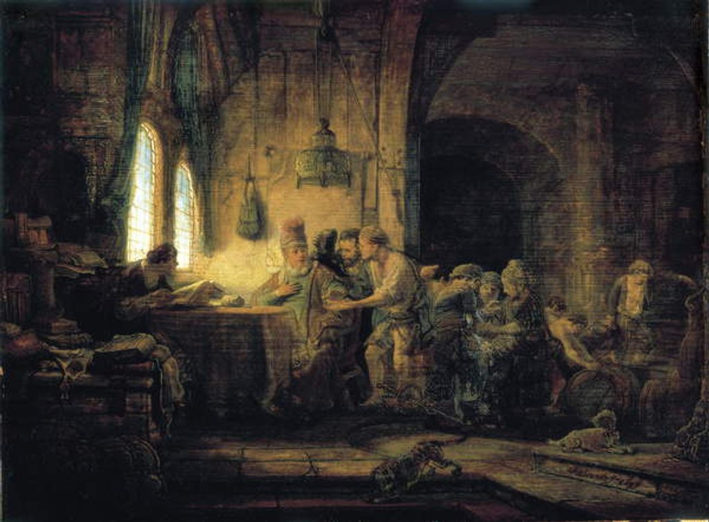 Detail of The Parable of the Labourers in the Vineyard - 1637 by Rembrandt Harmensz. van Rijn