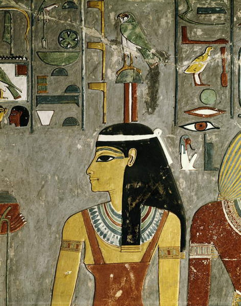 Detail of Egyptian Antiquity: Nephtis goddess painted on the Horemheb's tumb by Egyptian Egyptian