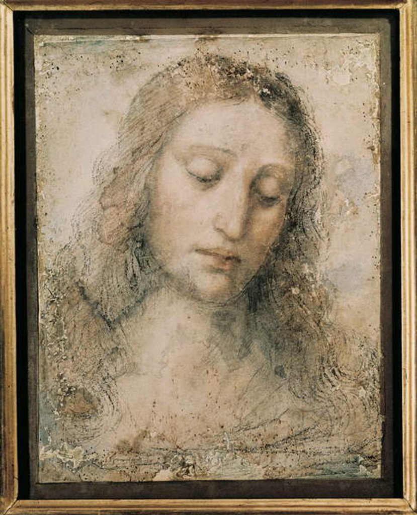 Detail of Tete du Christ redempteur by Leonardo da Vinci