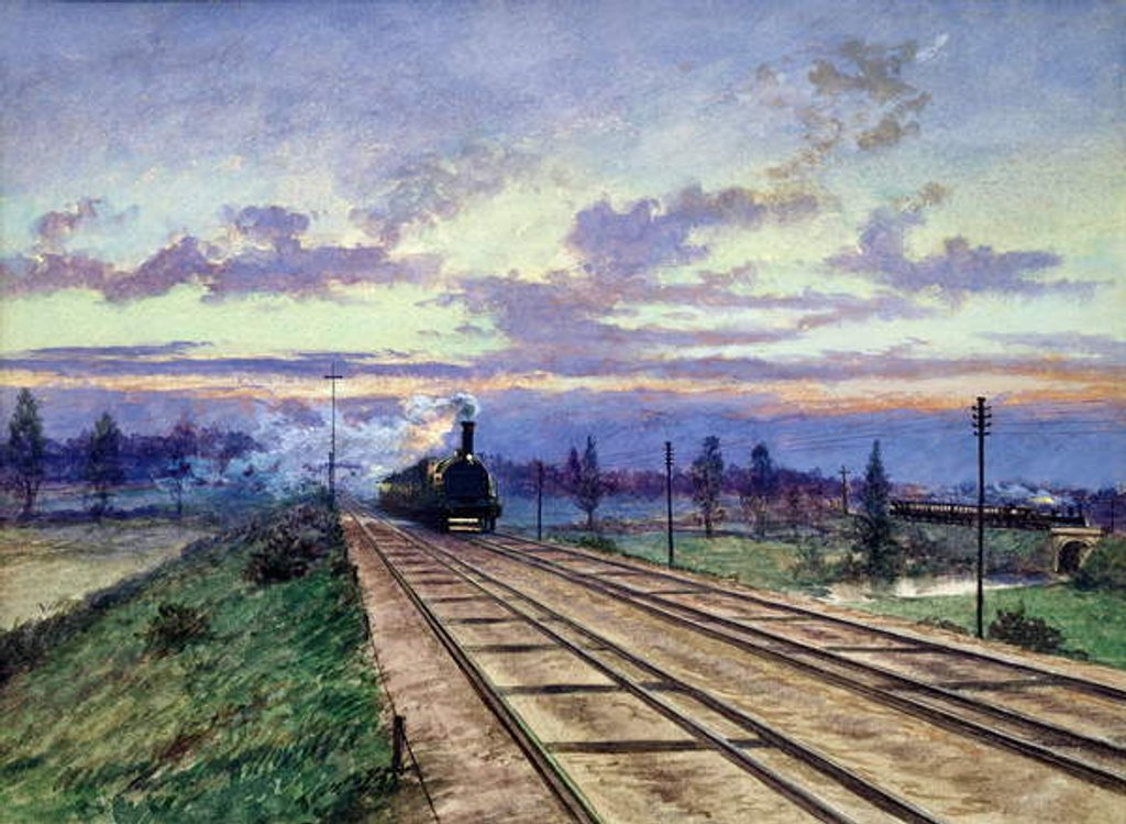 Detail of Dawn near Reading, 1870 by English School