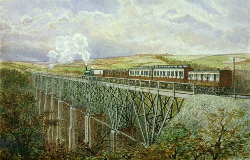 Detail of Cornwall Railway, The Gover Viaduct by H. Geach