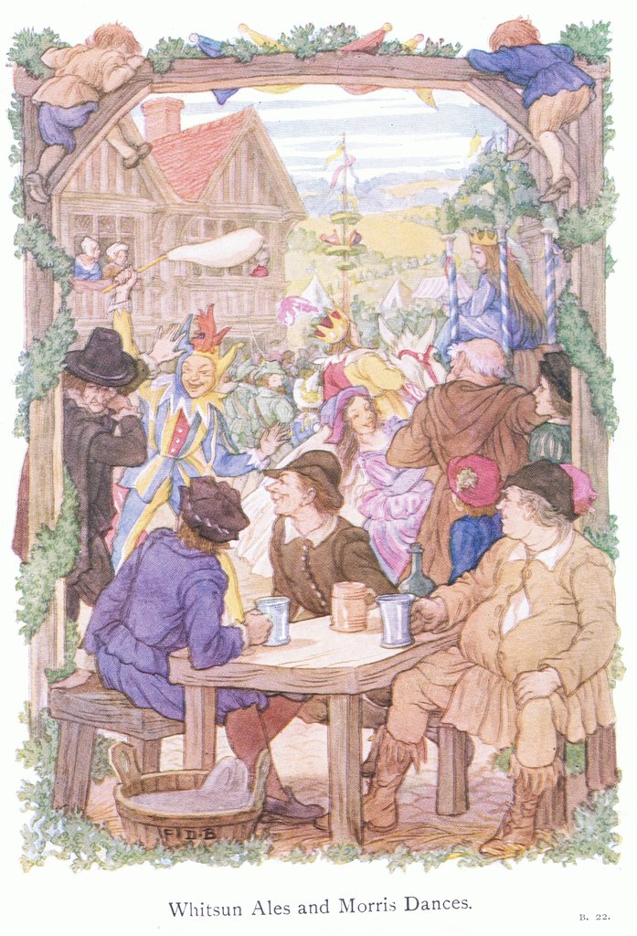 Detail of Whitsun ales and Morris dancers by Francis Donkin Bedford