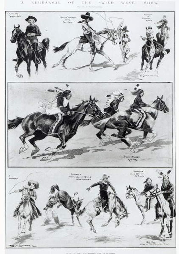 Detail of A Rehearsal of the Wild West Show at Olympia, 1902 by Ralph Cleaver