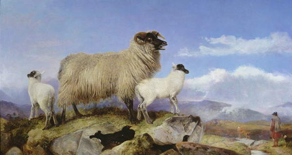 Detail of Ewe and Lambs by Richard Ansdell