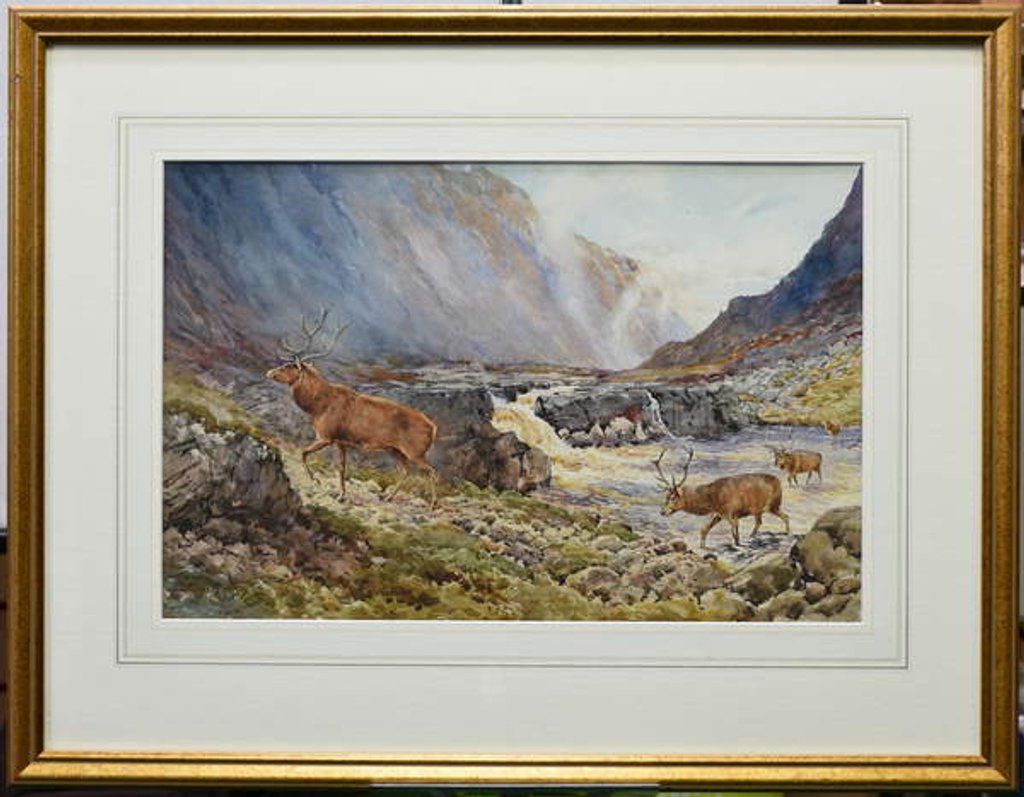 Detail of Deer Crossing the River Coe by Andrew Scott Rankin