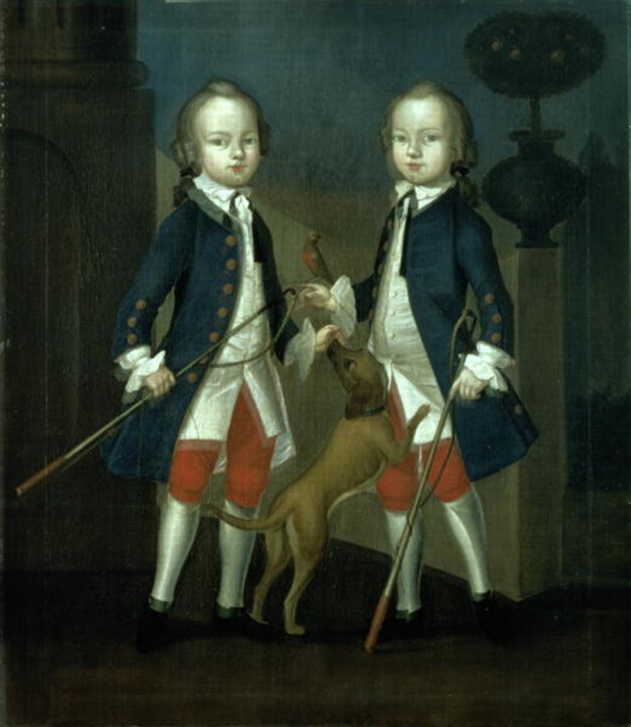 Detail of The Gosnall Twins: Master Thomas and Master John Gosnall of Bentley, c.1745 by Franz Cusaude