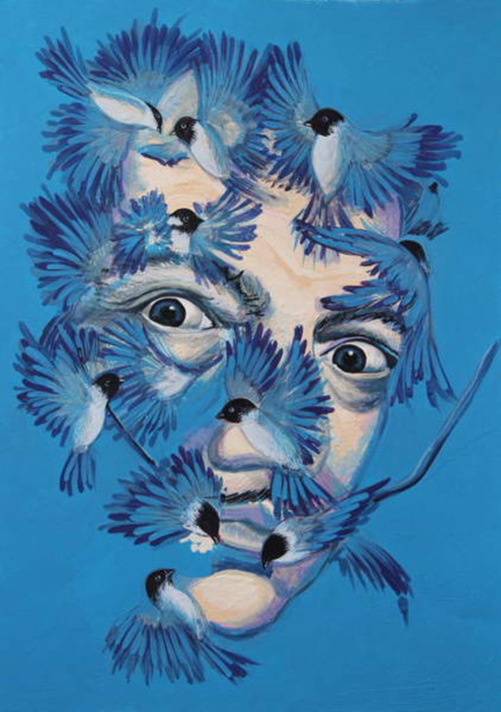 Detail of Dalí and Chickadees, 2015 by Irina Corduban