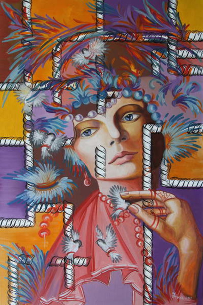 Detail of Feather Hat, 2015 by Irina Corduban