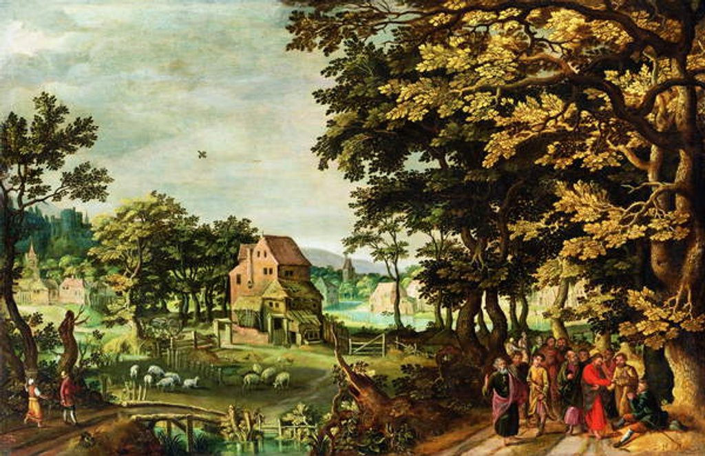 Detail of Landscape with Christ healing the Blind Man by Johann Jacob Besserer