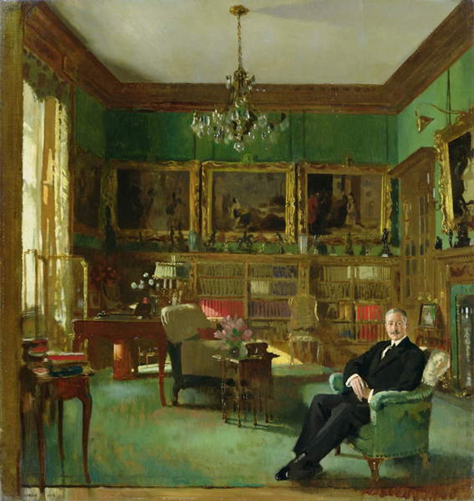 Detail of Otto Beit in his study at Belgrave Square, 1913 by William Orpen