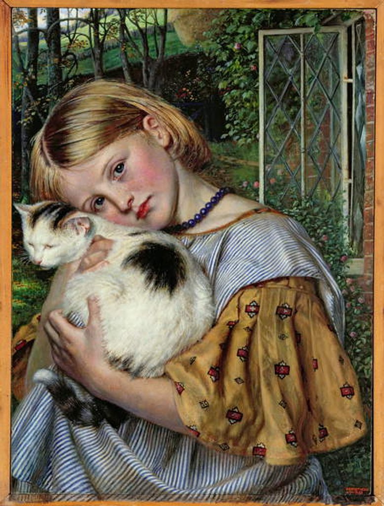 Detail of A Girl with a Cat, 1860 by Robert Braithwaite Martineau