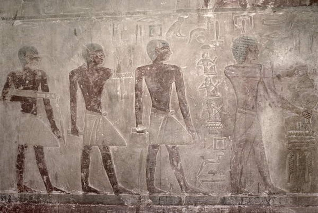 Detail of Craftsmen from the South wall of the Mastaba Chapel of Ti, Old Kingdom by Egyptian 5th Dynasty