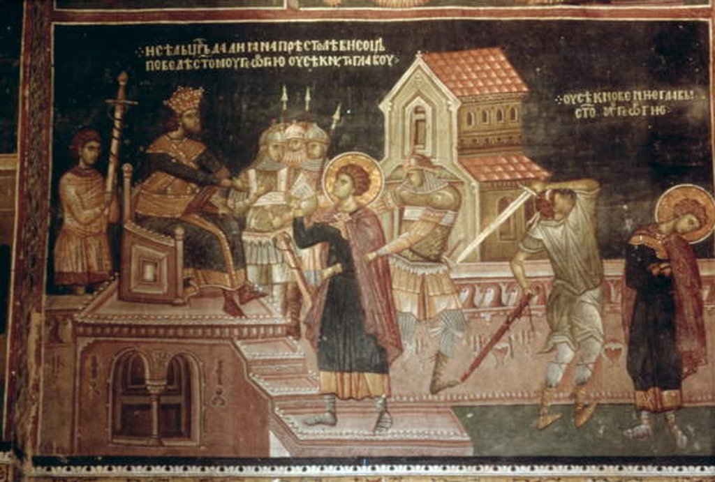 Detail of The Martyrdom of St. George, 1335-48 by School Serbian