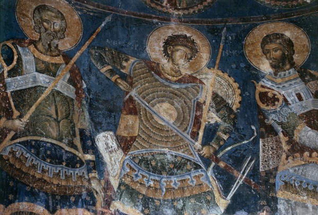 Detail of The Holy Warriors, Aretas, Nestor and Nicetas, 1407-18 by Morava School