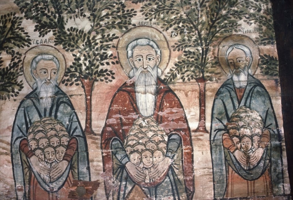 Detail of Souls in Paradise, wall painting, Church on the Hill, 1782 by Romanian School