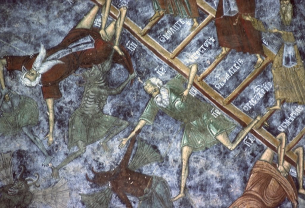 Detail of Sinners dragged by demons by Romanian School