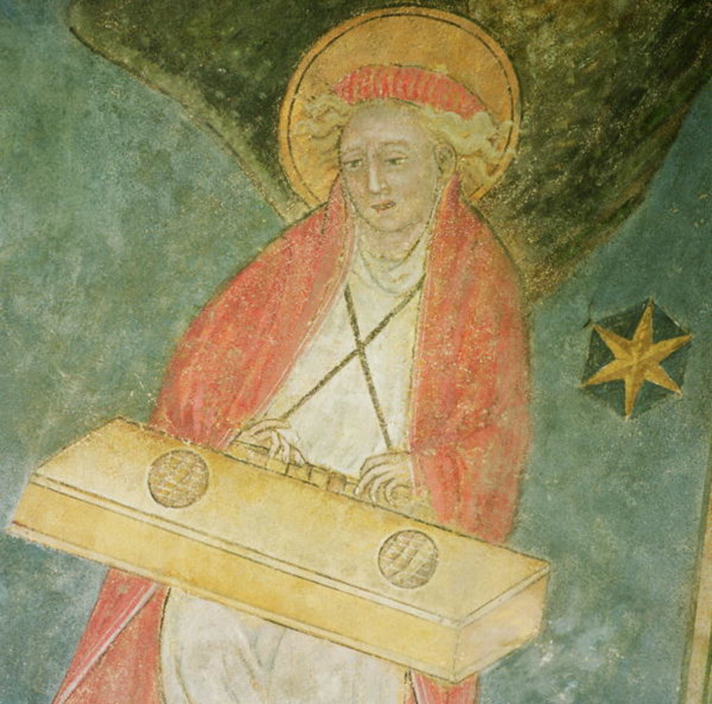 Detail of Angel playing a clavichord by French School