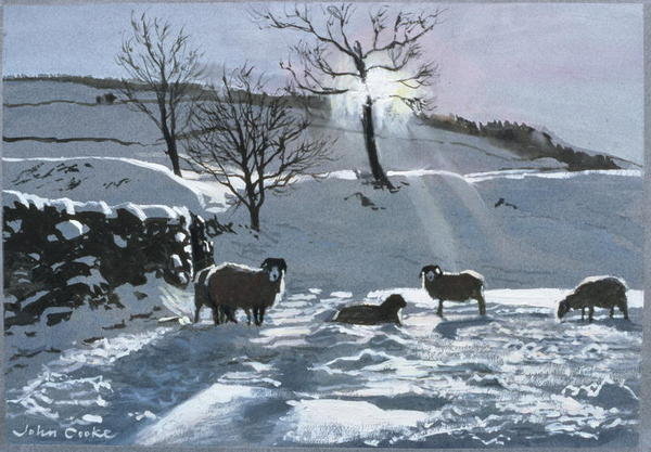 Detail of Winter Afternoon at Dentdale, 1991 by John Cooke