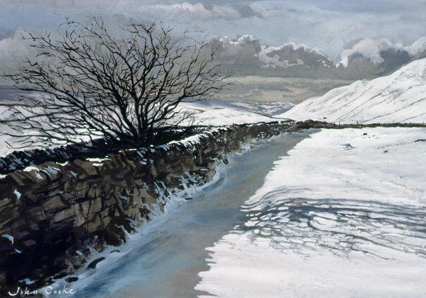 Detail of Snow Above Barbondale, Barbon, nr Kirby Lonsdale, Cumbria by John Cooke
