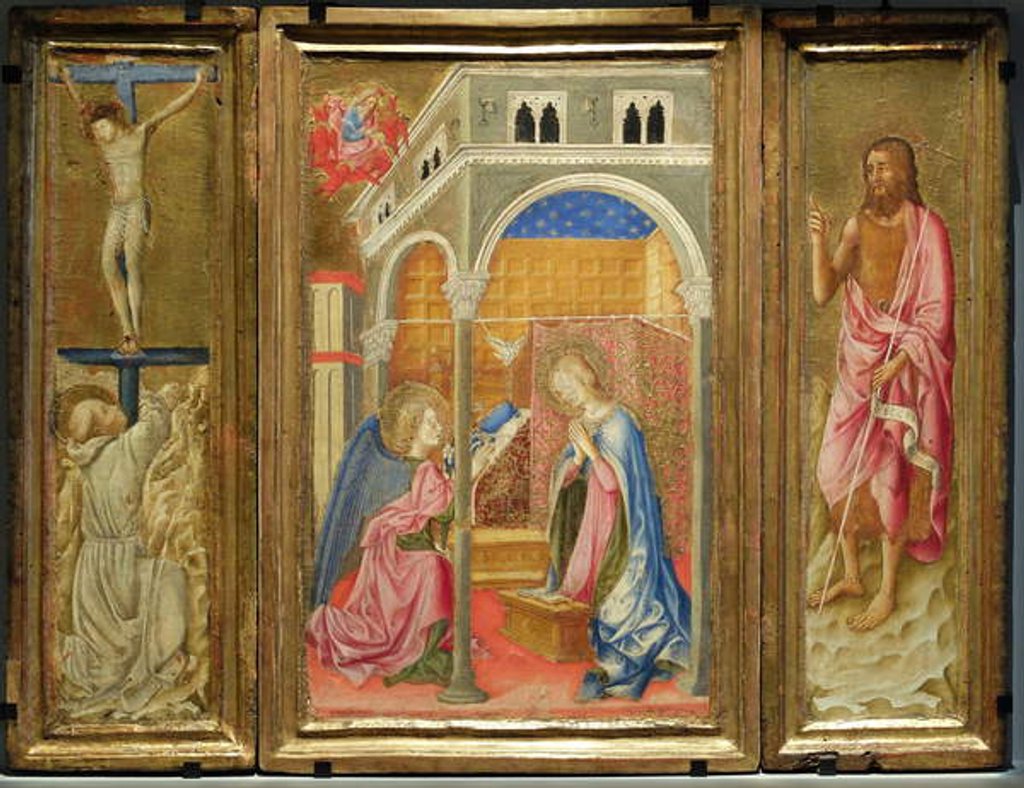 Detail of Tryptic of St. John the Baptist. Painting on wood attributed to Giovanni di Tommasino Crivelli. by School Italian