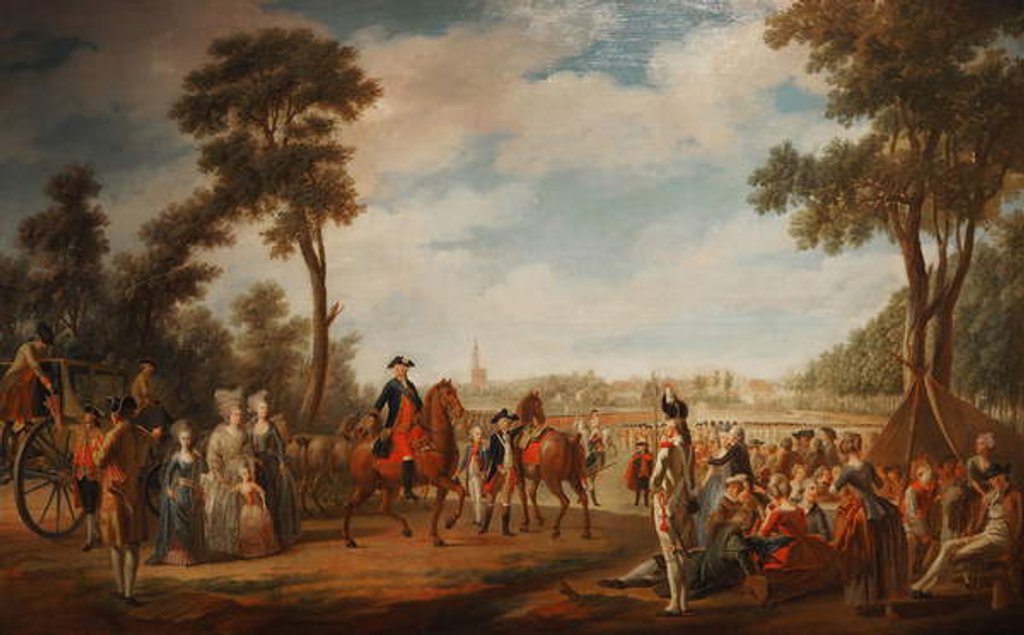 Detail of Revue and parade of the Regiment of Conde in Strasbourg between 1779 and 1781. by French School