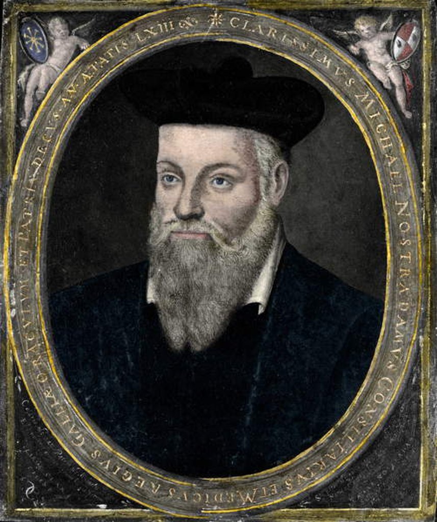 Detail of Portrait of Nostradamus, doctor and astrologer francais by French School