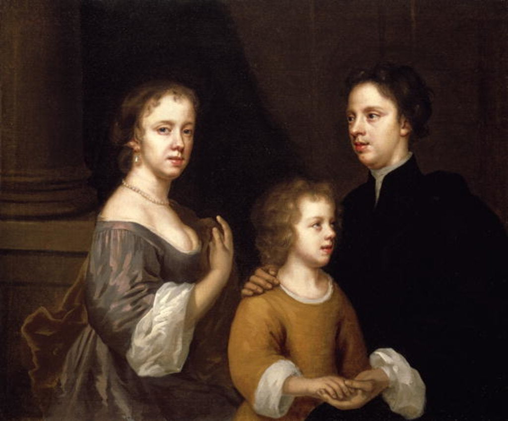Detail of Self Portrait with husband, Charles and son, Bartholomew, c.1659-60 by Mary Beale