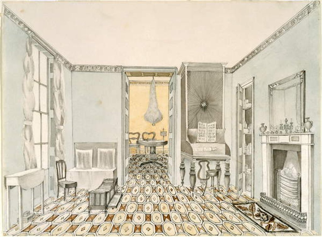 Detail of View of a drawing room, c.1835-40 by Unknown Artist
