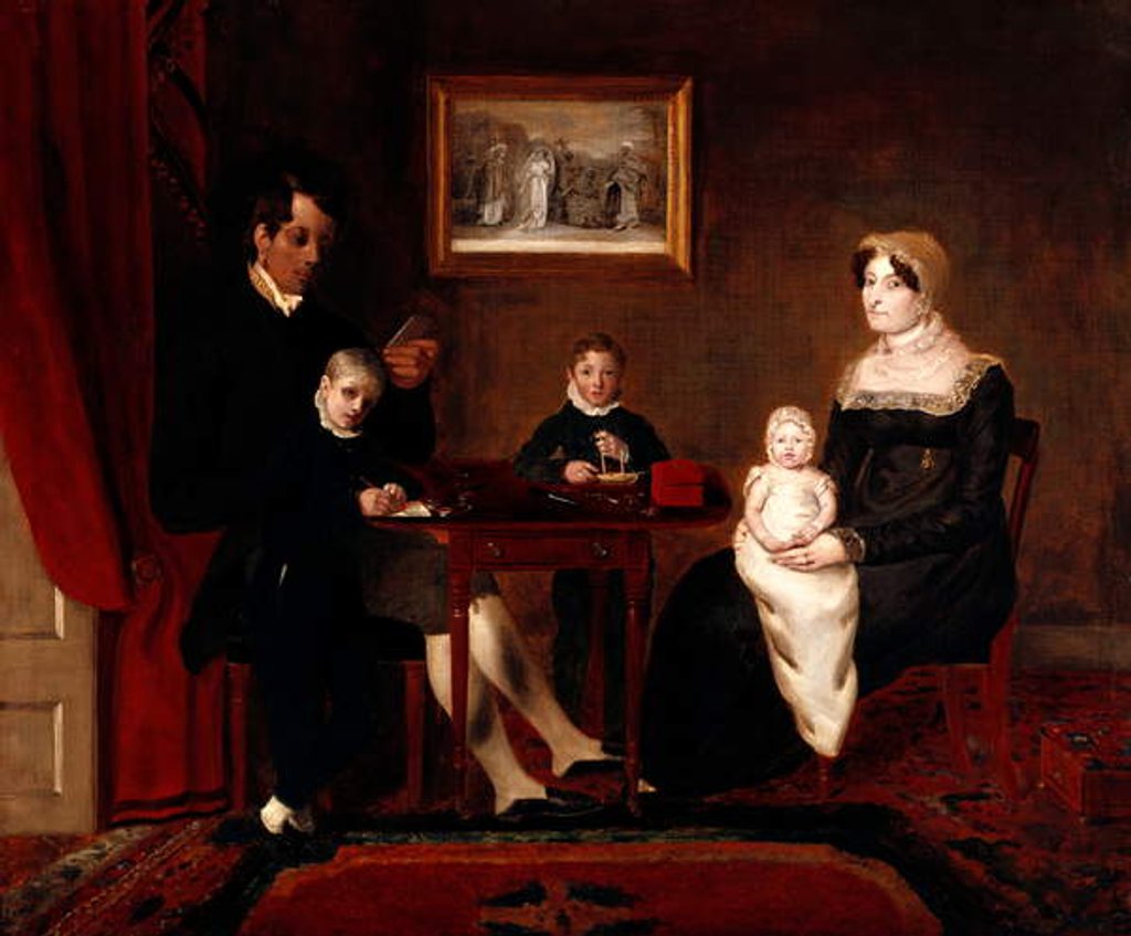 Detail of Group portrait of an unidentified family in a domestic interior, c.1815-20 by Unknown Artist