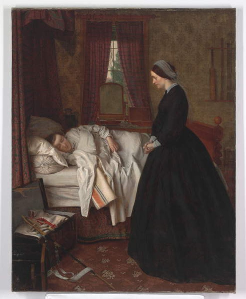 Detail of Domestic interior with a sleeping soldier, 1860s by Unknown Artist