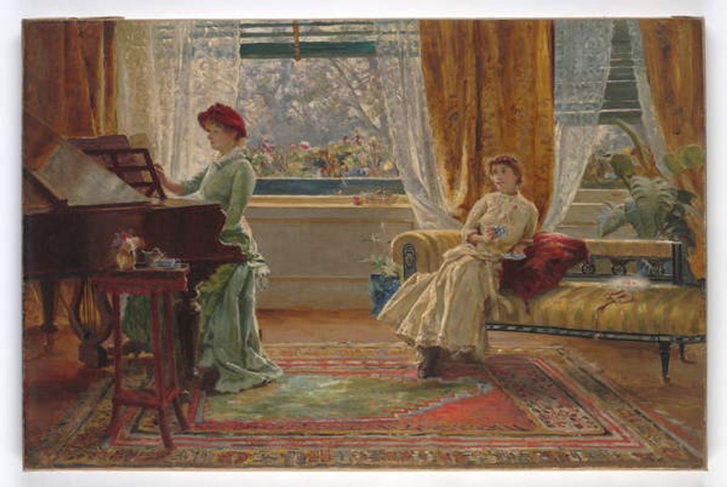 Detail of An Interior with two Ladies, 1880 by A. Trevor Haddon