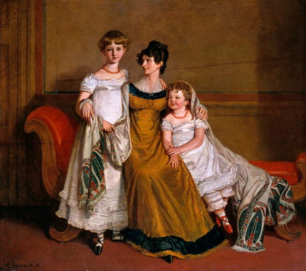 Detail of Portrait of a woman with two children in a domestic interior, c.1815 by Alfred-Edward Chalon