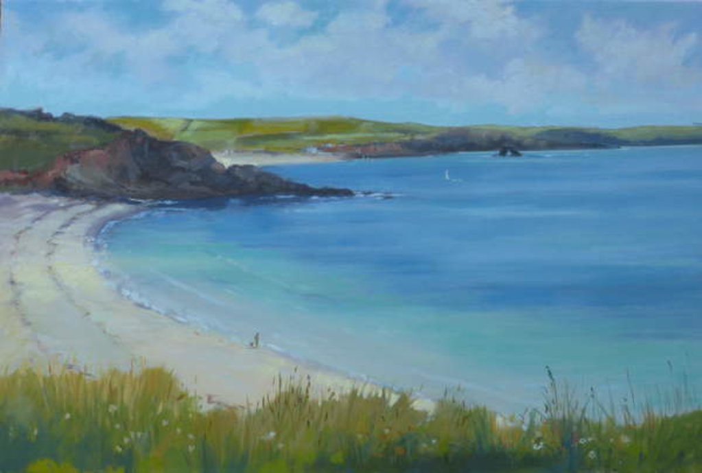 Detail of Thurlestone Beach, calm summer day, 2016 by Jennifer Wright