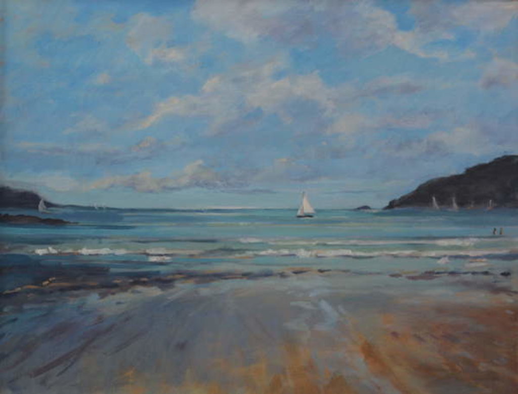 Detail of Northsands Salcombe, sailing, 2016 by Jennifer Wright