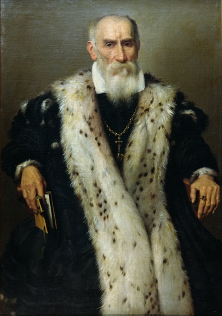 Detail of Portrait of a man, possibly Gian Gerolamo Albani, Generale Collaterale of the Venetian Republic by Giovanni Battista Moroni