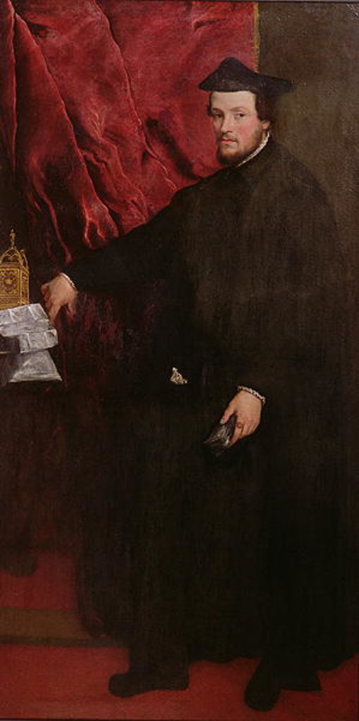 Detail of Portrait of Cristoforo Madruzzo, Cardinal and Bishop of Trent, 1552 by Titian