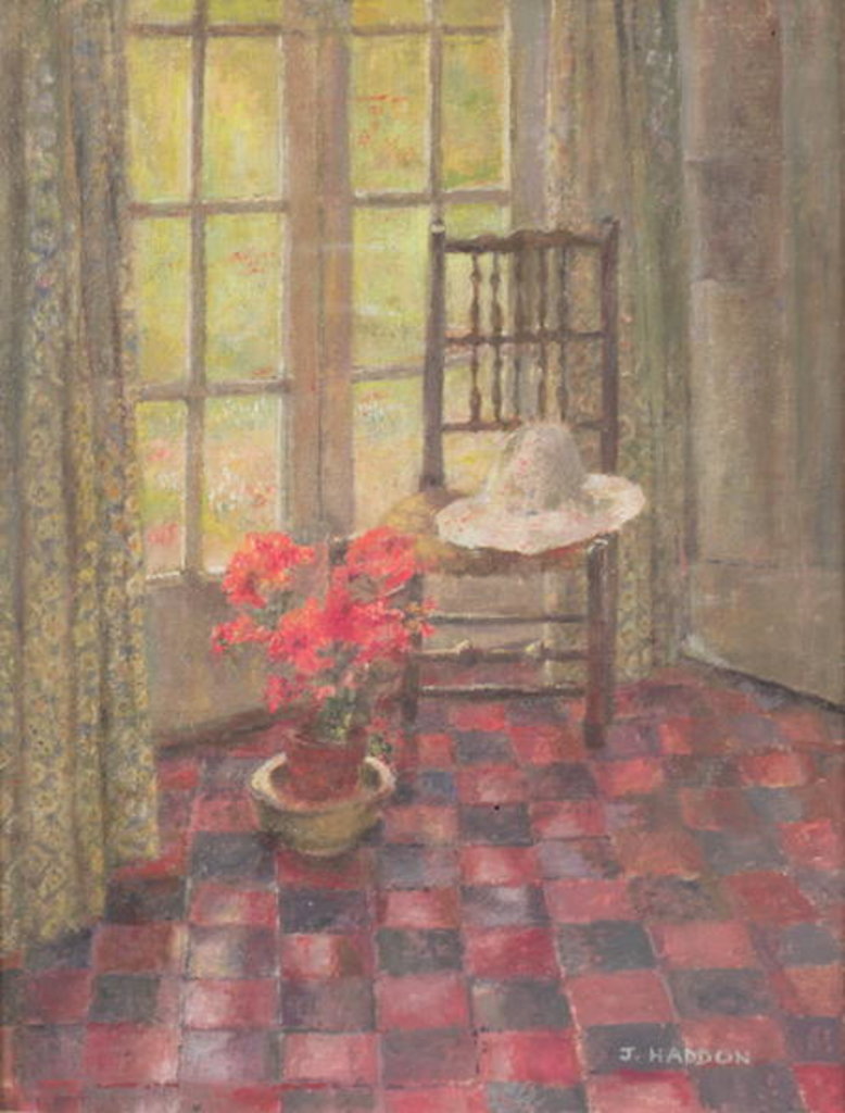 Detail of Interior with geranium by Joyce Haddon
