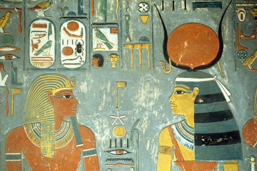 Detail of Horemheb and Hathor by Egyptian 18th Dynasty