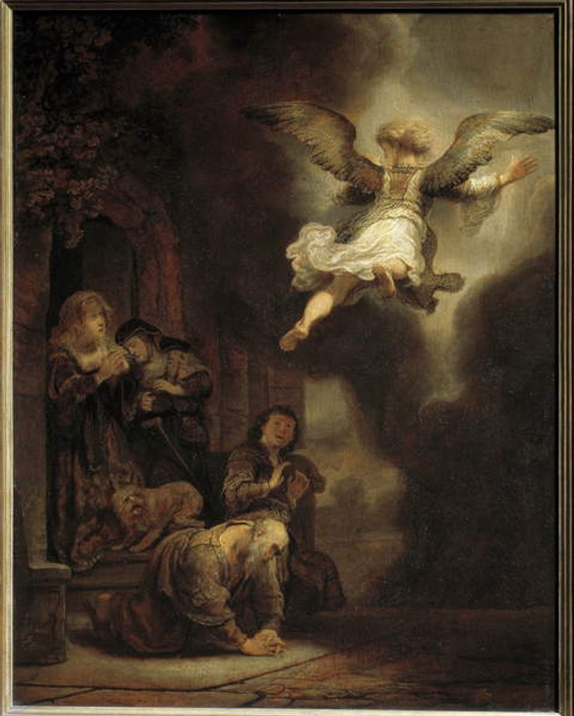 Detail of The Archangel Gabriel leaving the family of Tobias, 1637 by Rembrandt Harmensz. van Rijn