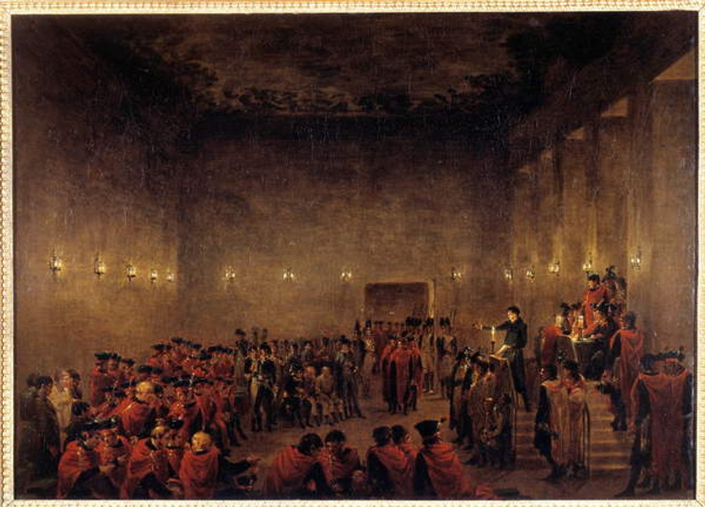 Detail of Le 18 brumaire year VIII: le Conseil des Cinq-Cents à Saint Cloud, 1799 by Jacques Henri Sablet