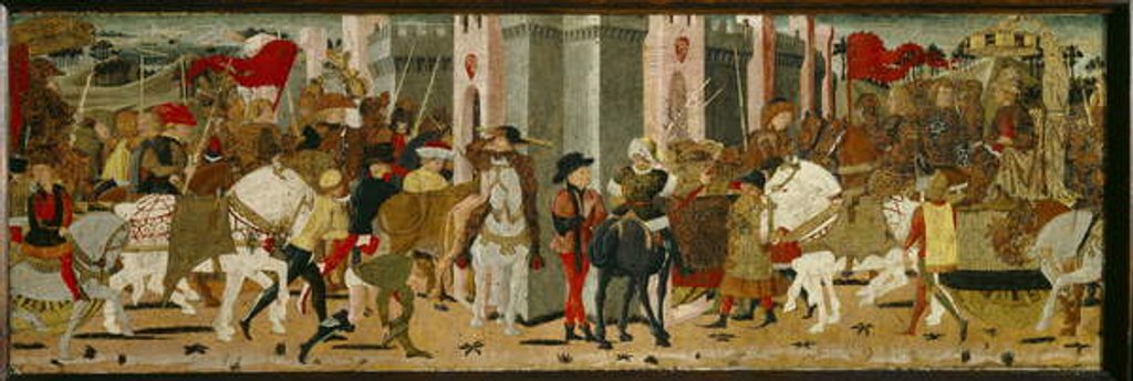 Detail of Panel of Cassone: Triumphal Entry of Romulus and Tatius into Rome, 15th century by (15th c.) Giovanni di Ser Giovanni