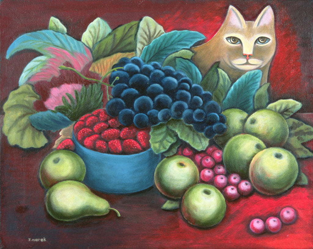Detail of Cat and Fruit by Jerzy Marek